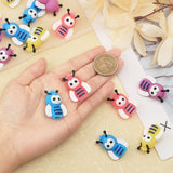16Pcs 4 Colors Silicone Knitting Needle Stoppers, Cartoon Style, Bees, Mixed Color, 31.5x23x11.5mm, Hole: 7mm, 4pcs/color