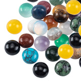 Natural & Synthetic Gemstone Cabochons, Flat Round, 8x3~4mm, 23materials, 2pcs/material, 46pcs/box