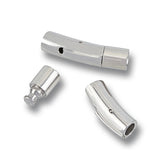 304 Stainless Steel Bayonet Clasps, DIY Jewelry Making, Column, Stainless Steel Color, 28x7x7.5mm, Hole: 5mm, 5sets/box