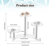 3-Tier Transparent Round Acrylic Products Display Riser Stands, Toy Model Display Stands with Moon Base, for Rings, Earrings, Mini Figurines, Cosmetic, Clear, Finished Product: 15x8x10cm