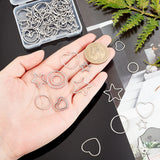 54Pcs 9 Style 304 Stainless Steel Linking Rings,  Mixed Shape, Stainless Steel Color, 10.5~20x11.5~20.5x0.8mm, 6pcs/color