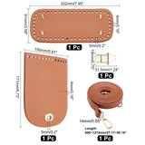 DIY PU Leather Bag Making Kits, Including PU Leather Bag Bottom, Cover & Strap, Alloy Clasps, Sienna, 171~1274x10~150x3~17mm, Hole: 5~12mm, 4pcs/set