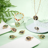8Pcs 4 Style Natural Green Aventurine & Tiger Eye, Synthetic Malachite & Blue Goldstone Pendants, with Brass Findings, Flat Round with Tree of Life, Golden, 30.5x27x8mm, Hole: 7x3mm, 2pcs/style