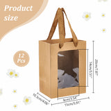 Rectangle Paper Gift Bags, with Clear Window, Shopping Bags with Handle, Candy Bag for Birthday, Wedding, Camel, 20x15x10.3cm