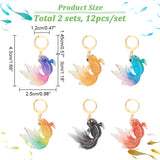 12Pcs 6 Colors Goldfish Locking Stitch Markers, UV Printing Acrylic Charm Stitch Marker with 304 Stainless Steel Hoop, Golden, 4.3cm, 2pcs/color