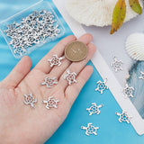 40Pcs 201 Stainless Steel Hollow Pendants, Turtle, Stainless Steel Color, 19x14x1mm, Hole: 1.5mm