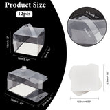 Foldable Transparent Plastic Single Cake Gift Packing Box, Bakery Cake Cupcake Box Container, with Handle and Paper, Square, Clear, Finish Product: 13x13x13cm