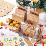 Christmas Theme Gift Sweets Paper Boxes, with Labels, Paster and Hemp Rope, Folding Boxes, for Christmas Decoration, Mixed Color, 16x12cm, 24pcs/Set