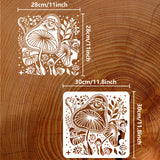 PET Hollow Out Drawing Painting Stencils, for DIY Scrapbook, Photo Album, Mushroom Pattern, 30x30cm