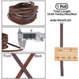 10M Flat Imitation Leather Cord, for Pillow Decor, Coconut Brown, 5x1.6mm, about 10.94 Yards(10m)/Roll