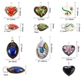 Handmade Lampwork Pendants, Mixed Shapes, Mixed Color, 53~54x28~29x12~15mm, Hole: 8mm