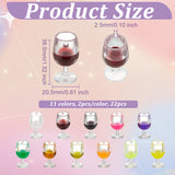 22Pcs 11 Colors Transparent Resin Pendants, Wine Glass/Goblet Charm, Mixed Color, 38.5x20.5mm, Hole: 2.5mm, 2pcs/color