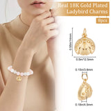 8Pcs Rack Plating Brass Charms, with Junp Ring, Cadmium Free & Nickel Free & Lead Free, Ladybird, Real 18K Gold Plated, 14x12.5x4.5mm, Jump Ring: 5x0.6mm, Inner Diameter: 3.8mm