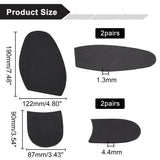 4 Pairs 2 Styles Rubber Shoe Half Sole Anti Slip Grips, Self Adhesive Rubber Pads, Black, 90~190x87~122x1.3~4.4mm, 2 pairs/style