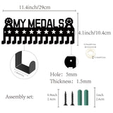 Iron Medal Holder Frame, Medals Display Hanger Rack, 14 Hooks, with Screws, Medal Pattern, 104x290mm