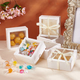 Cardboard Paper Gift Storage Boxes, with Plastic Visible Caps, Clear Window Gift Case, Square, White, Finish Product: 8.6x8.4x4cm