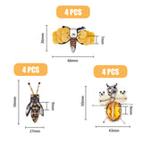 12Pcs 3 Style  Insect Felt Ornament Accessories, Beaded Appliques, Badges, with Acrylic Rhinestone, Glass Seed Beads, Plastic Sequins, for Clothes, Dress, Hat, Jeans, DIY Decorations, Mixed Patterns, 36~56x27~66x7~9mm, 4pcs/style