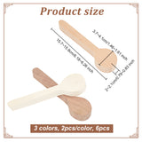6Pcs 3 Colors Wood Spoon Carving Mold, Unfinished Wood Accessories, Mixed Color, 157~159x37~41x20~21mm, 2pcs/color