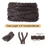 Flat PU Leather Braided Cord, for Craft Making, Coconut Brown, 7x2mm, about 5.47 Yards(5m)/Bundle
