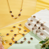 32Pcs 16 Styles Glass Connector Charms, with Light Gold Plated Alloy Findings, Flat Round with Mixed Patterns, Black, 19.5x13.5x5.5mm, Hole: 1.6mm, 2pcs/style