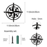 Iron Hanging Decors, Metal Art Wall Decoration, Compass, for Living Room, Home, Office, Garden, Kitchen, Hotel, Balcony, Matte Gunmetal Color, 290x300x1mm