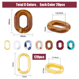 120Pcs 6 Colors Two Tone Acrylic Linking Rings, with 120Pcs CCB Plastic Linking Rings, Quick Link Connector, for Cable Chain Making, Mixed Color, 19~24x12~18x4.5~5mm