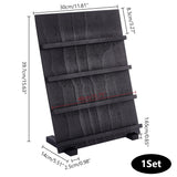 4-Tier Wooden Slant Back Jewelry Display Card Stands, Rectangle Jewelry Display Organizer Holder, for Earring Display Cards, Postcard Storage, Black, 30x14x38.7cm