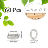 100Pcs Oval 201 Stainless Steel Slide Charms, Stainless Steel Color, 10x6x2.5mm, Hole: 4x7mm