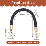 6Pcs 3 Colors PU Imitation Leather Braided Bag Handles, with Zinc Alloy Lobster Claw Clasp, for Purse Making, Mixed Color, 31.5x1.2cm, 2pcs/color