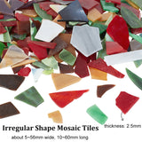 Multi-color Glass Mosaic Tiles, Irregular Shape Mosaic Tiles, for DIY Mosaic Art Crafts, Picture Frames and More, Dark Red, 10~60x5~56x2.5mm, 100g/bag