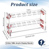 6-Hole 10ML Acrylic Display Stands, Colorimetric Test Tube Display Stands, Lab Supplies, Rectangle, Clear, 150x54x80mm