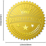 Self Adhesive Gold Foil Embossed Stickers, Medal Decoration Sticker, Crown Pattern, 5x5cm