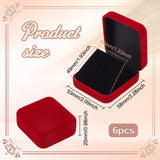 Flocking Plastic Badge Storage Box, Badge Gift Case with Plush Inside, Square, FireBrick, 5.8x5.3x2.5cm