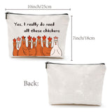 Custom Polycotton Canvas Stroage Bags, Metal Zipper Pouches, Rectangle, Rooster Pattern, 18x25cm