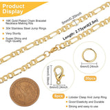 DIY Real 18K Gold Plated Chain Bracelet Necklace Making Kits, Including Brass Figaro Chains & Lobster Claw Clasps, 304 Stainless Steel Jump Rings, Golden, Chain: 2.5m/box
