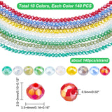 Electroplate Glass Beads Strands, Imitation Jade, AB Color Plated, Faceted, Rondelle, Random Color, Mixed Color, 3.5~4x2.5~3mm, Hole: 0.5mm, about 123~127pcs/strand, 12.60 inch~12.99 inch, 10 strands/box