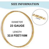 Copper Wire, Golden, 22 Gauge, 0.6mm, about 32.81 Feet(10m)/Bag