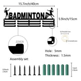 Fashion Iron Medal Hanger Holder, Display Wall Rack, with Screws, Badminton Pattern, 150x400mm, Hole: 5mm