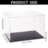 Transparent Plastic Minifigure Display Cases, Dustproof Action Figure Display Box, with Black Base, for Models, Building Blocks, Doll Display Holders, White, 31x21x20.5cm