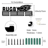 Fashion Iron Medal Hanger Holder, Display Wall Rack, with Screws, Rugby Pattern, 150x400mm, Hole: 5mm