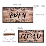 Printed Natural Wood Hanging Wall Decorations, Open/Closed Business Signs, for Front Door Home Decoration, Rectangle with Word, BurlyWood, 150x300mm