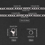 DIY Chain Necklace Bracelet Making Kits, Including 304 Stainless Steel Figaro Chains & Jump Rings & Clasps, Stainless Steel Color, Chain: 10m/bag
