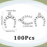 100Pcs Tibetan Style Alloy Pendants, Horseshoe, Antique Silver, 16x13x2.2mm, Hole: 1.4mm