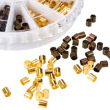 Column Brass Tube Crimp Beads 6 Colors in 1 Box for Jewelry Making, about 420pcs/box