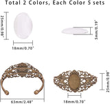 DIY Bangle Making Sets, with Brass Filigree Bangle Makings and Transparent Oval Glass Cabochons, Mixed Color, 63mm, 20pcs/set