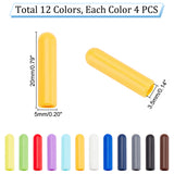 48pcs 12 Colors Plastic Aglets for Shoelaces, Shoelace Tips Head, Column, Mixed Color, 20x5mm, Inner Diameter: 3.5mm, 4pcs/color