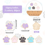 80Pcs 5 Colors Alloy Enamel Pendants, Cadmium Free & Lead Free, Dog Paw Prints, Mixed Color, 17.5x16x1.5mm, Hole: 2mm, 16pcs/color