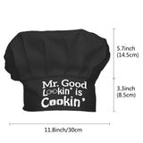 Custom Cotton Chef Hat, Black Hat with White Word Mr. Good Lookin¡¯ is Cookin, Word, 300x230mm