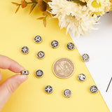 12Pcs 12 Style 304 Stainless Steel Beads, Flat Round with Twelve Constellations, Antique Silver, 10x4mm, Hole: 1.8mm, 1pc/style