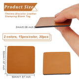 30Pcs 2 Colors Imitation Leather Label Tags, for DIY Jeans, Bags, Shoes, Hat Accessories, Square, Mixed Color, 50x50x2mm, 15pcs/color